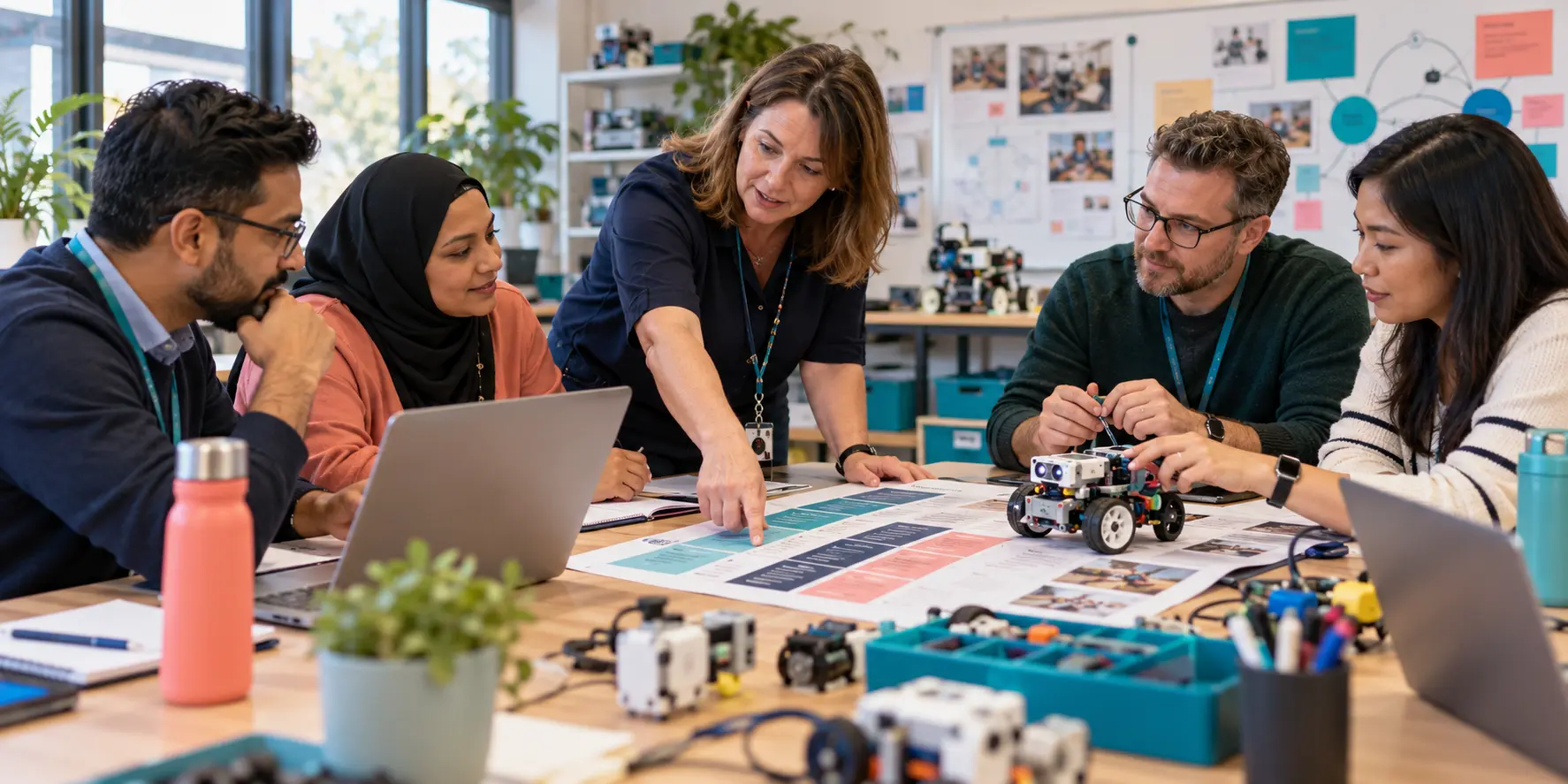 Teachers planning an AI and robotics curriculum