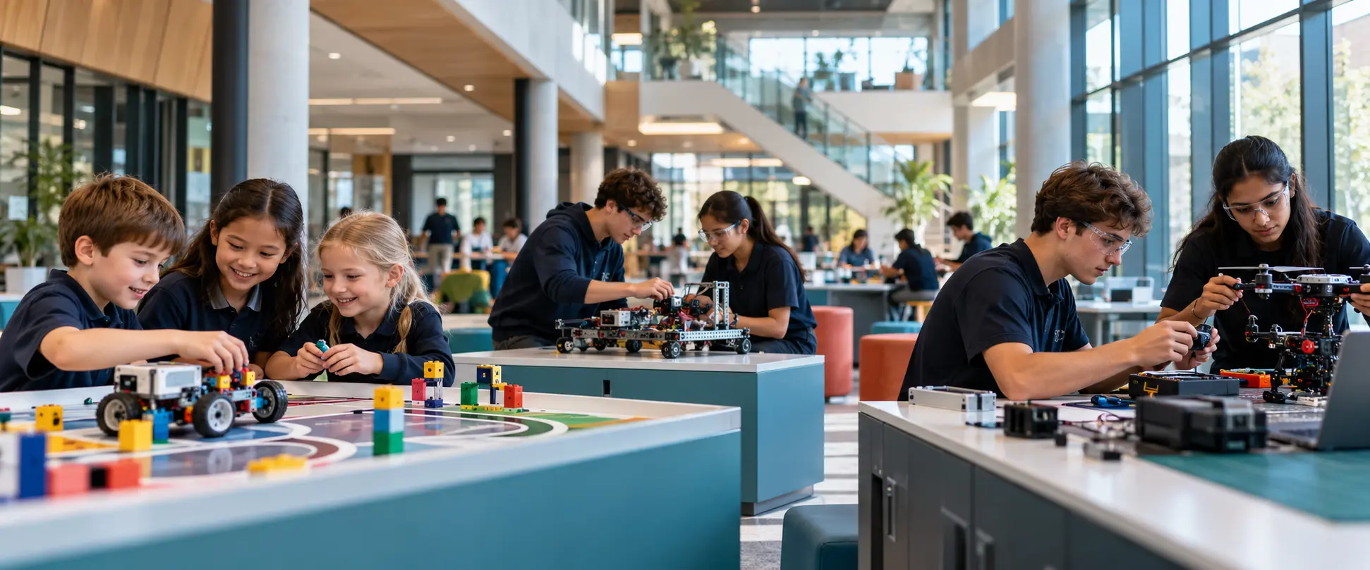 Secondary students testing an AI-enabled rover