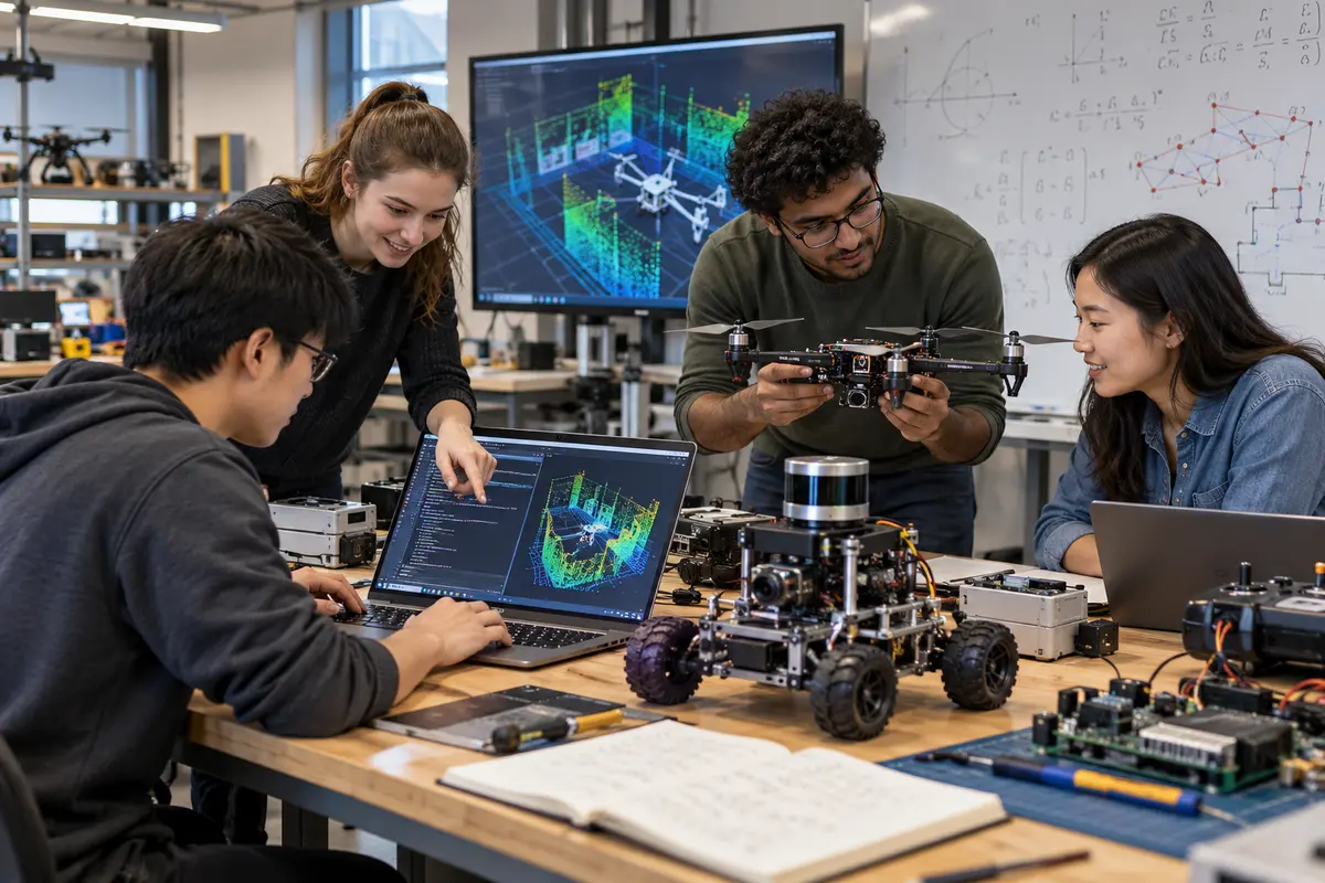 Robotics engineering workbench with programming, SLAM, drones and embedded systems